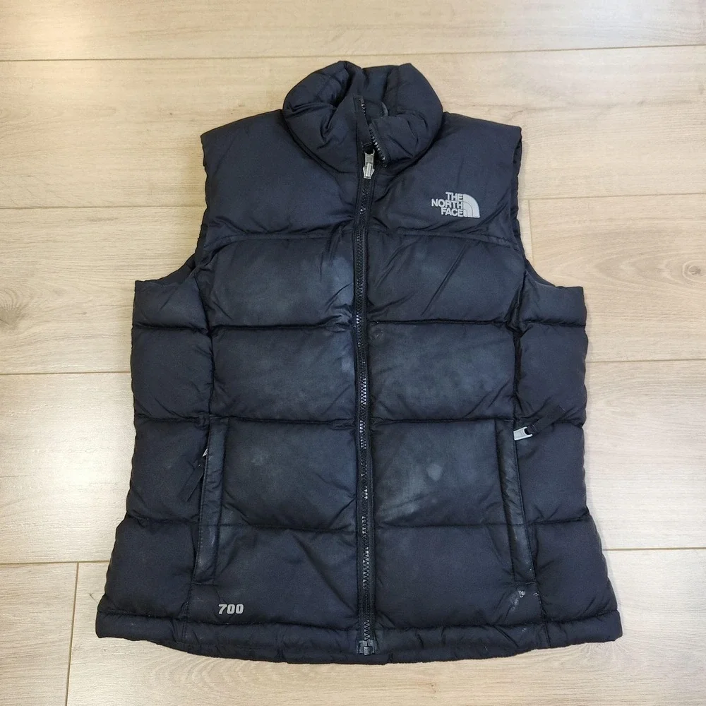 The North Face 700 Down Vest Womens Small Black Quilted Puffer‎ Full Zip Outdoor